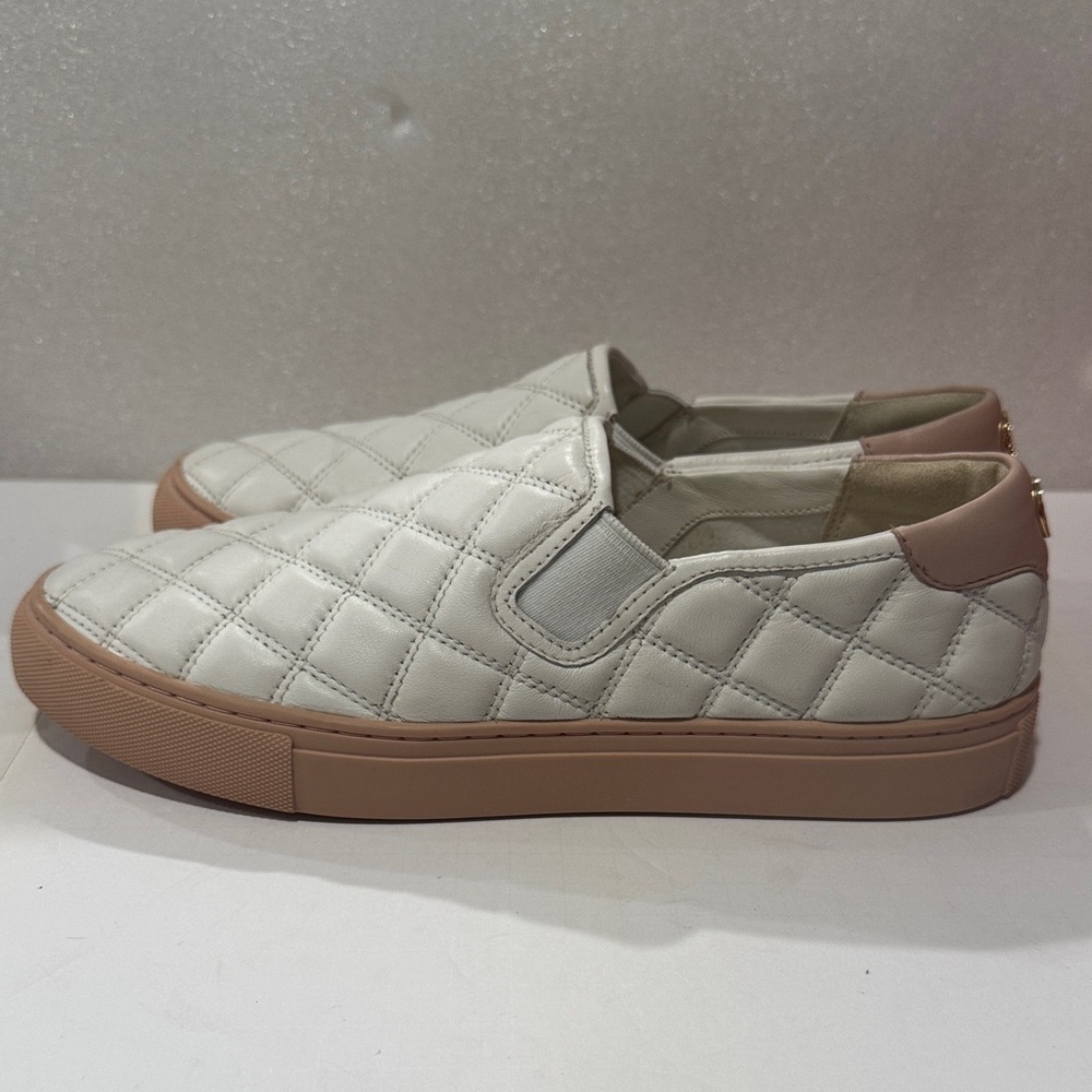 Tory Burch White Quilted Slip-On Loafers - Picture 2 of 12